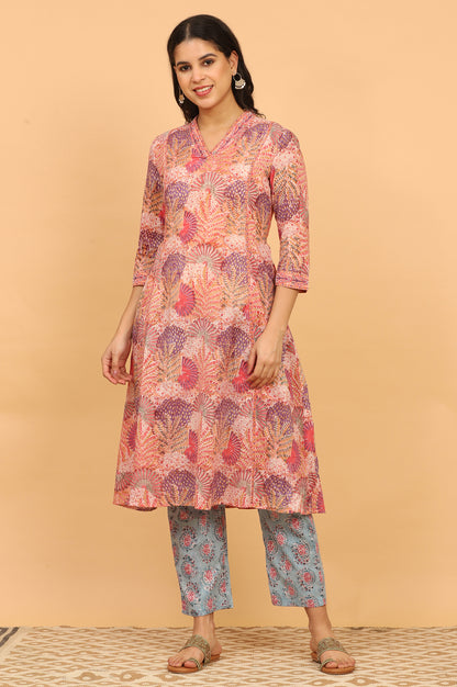 Blue Handblock Printed Straight Pants