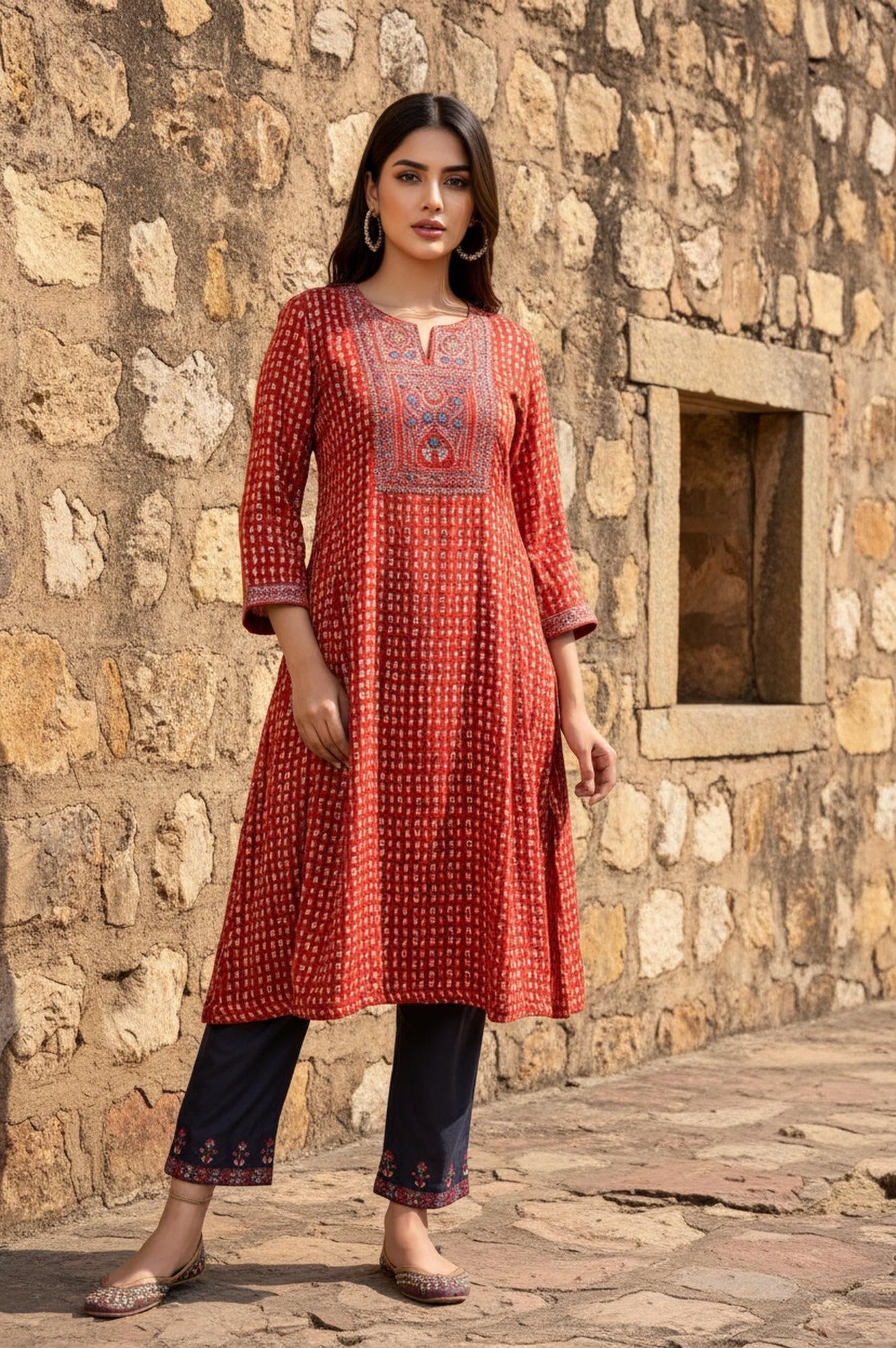 Black Solid Embroidered Straight Silk Pant