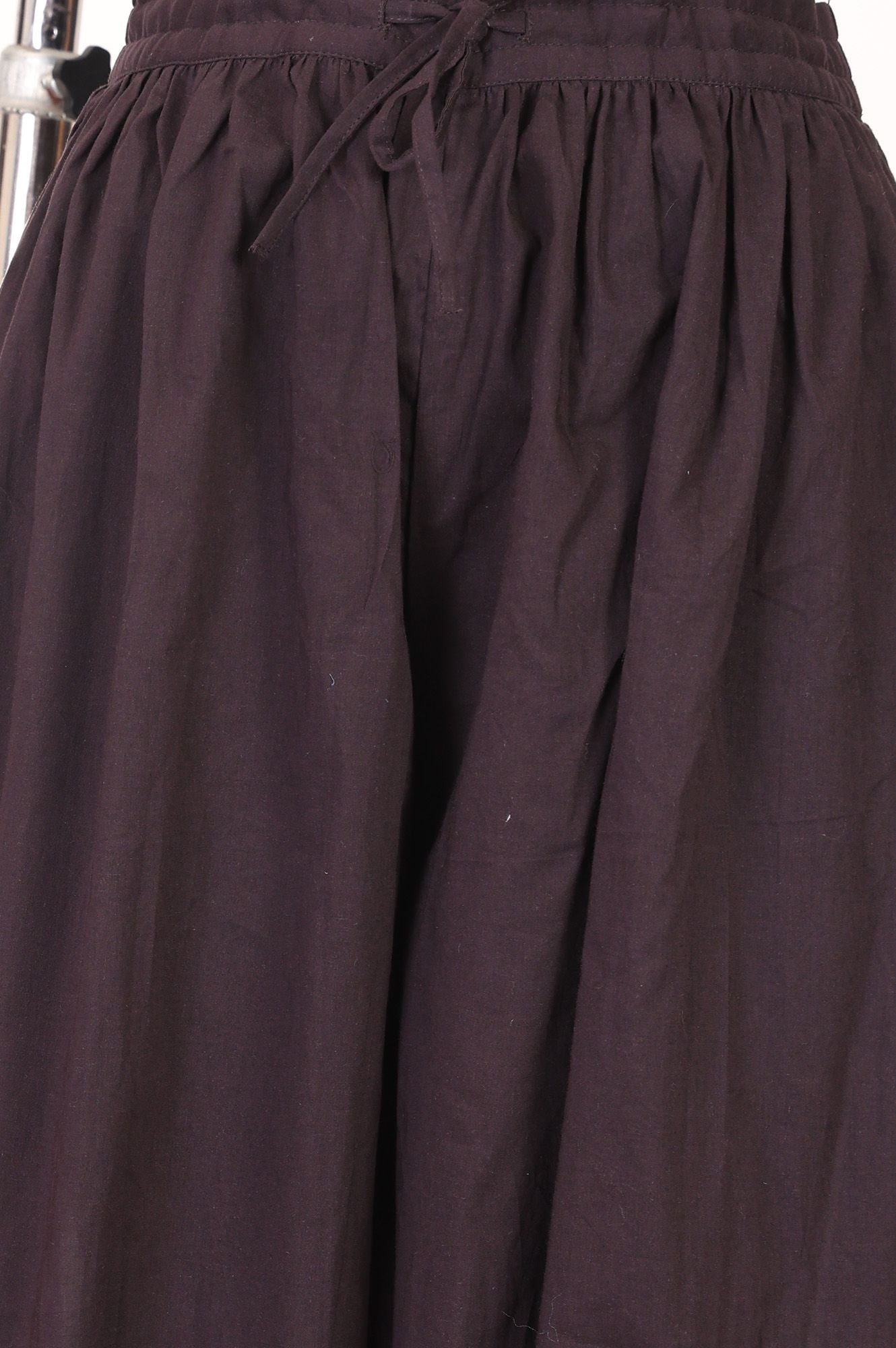 Brown Pure Cotton Ankle Length Pleated Salwar