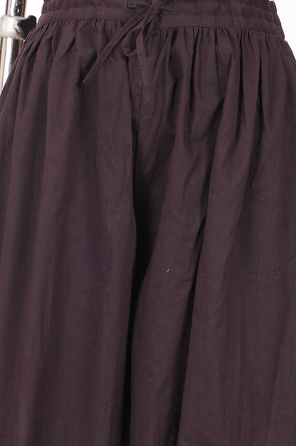 Brown Pure Cotton Ankle Length Pleated Salwar