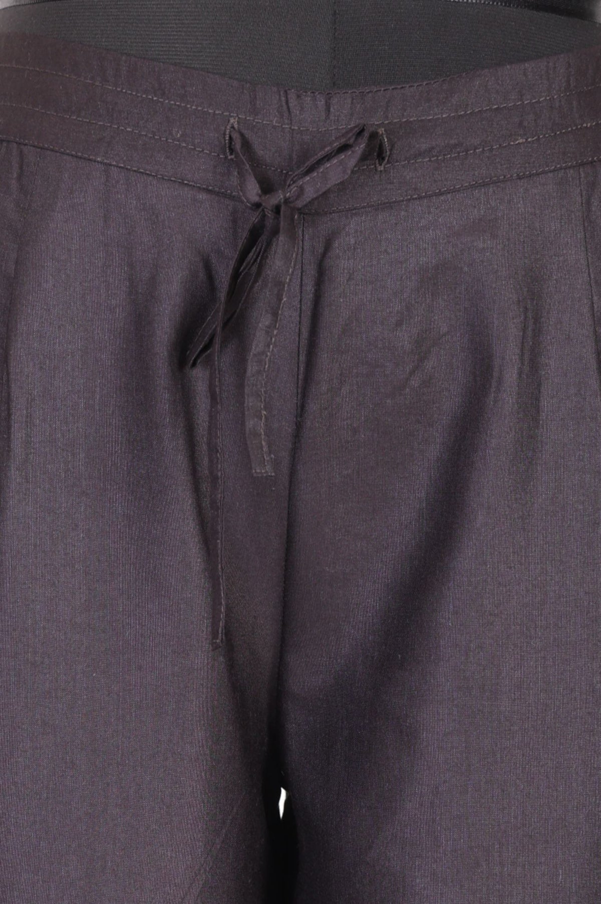 Charcoal Solid Stones Stonework Straight Fit Ankle Length Mid Rise Pants