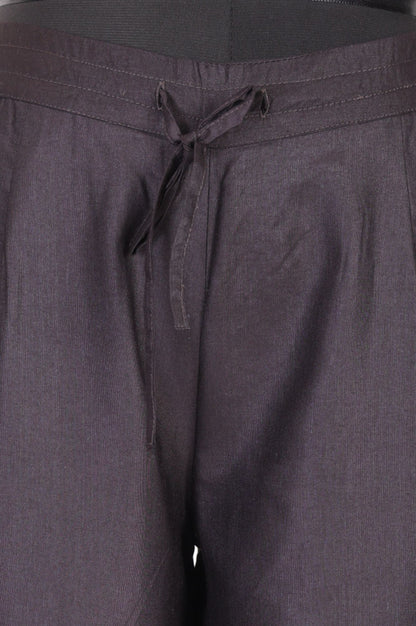 Charcoal Solid Stones Stonework Straight Fit Ankle Length Mid Rise Pants