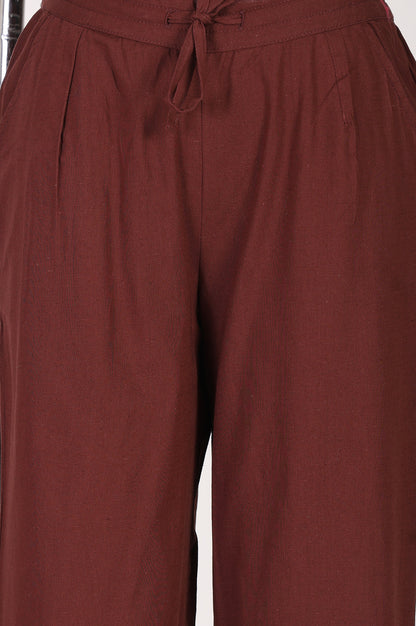 Mud Brown Straight Fit Ankle Length Pants
