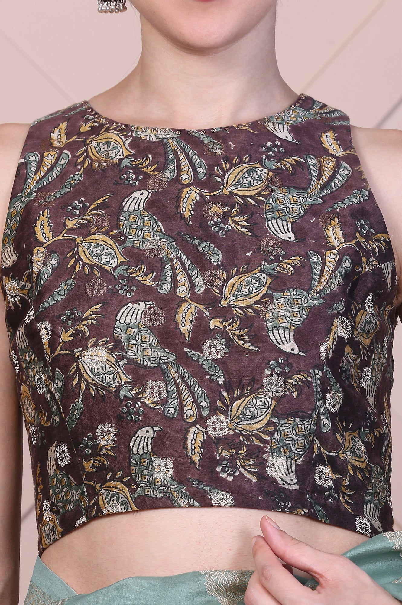 Green Embellished Silk Jacquard Saree with Unstitched Blouse