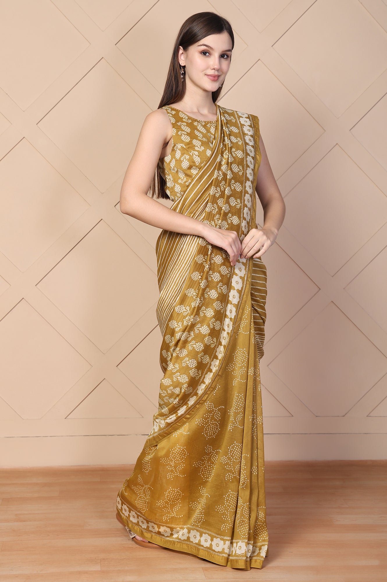 Mustard Tassels Cotton Silk Saree with Unstitched Blouse