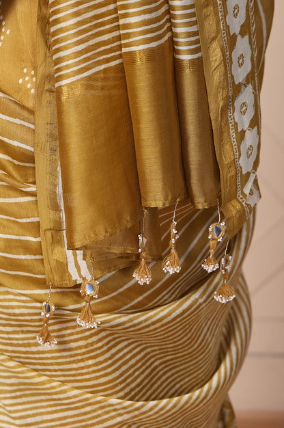 Mustard Tassels Cotton Silk Saree with Unstitched Blouse