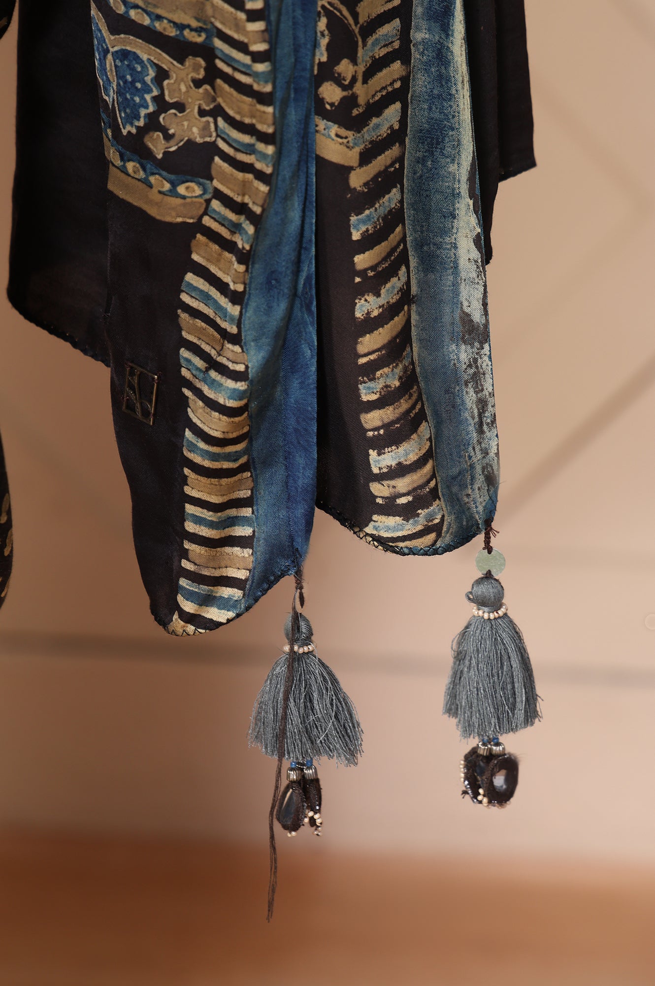 Black Tassels Saree with Unstitched Blouse