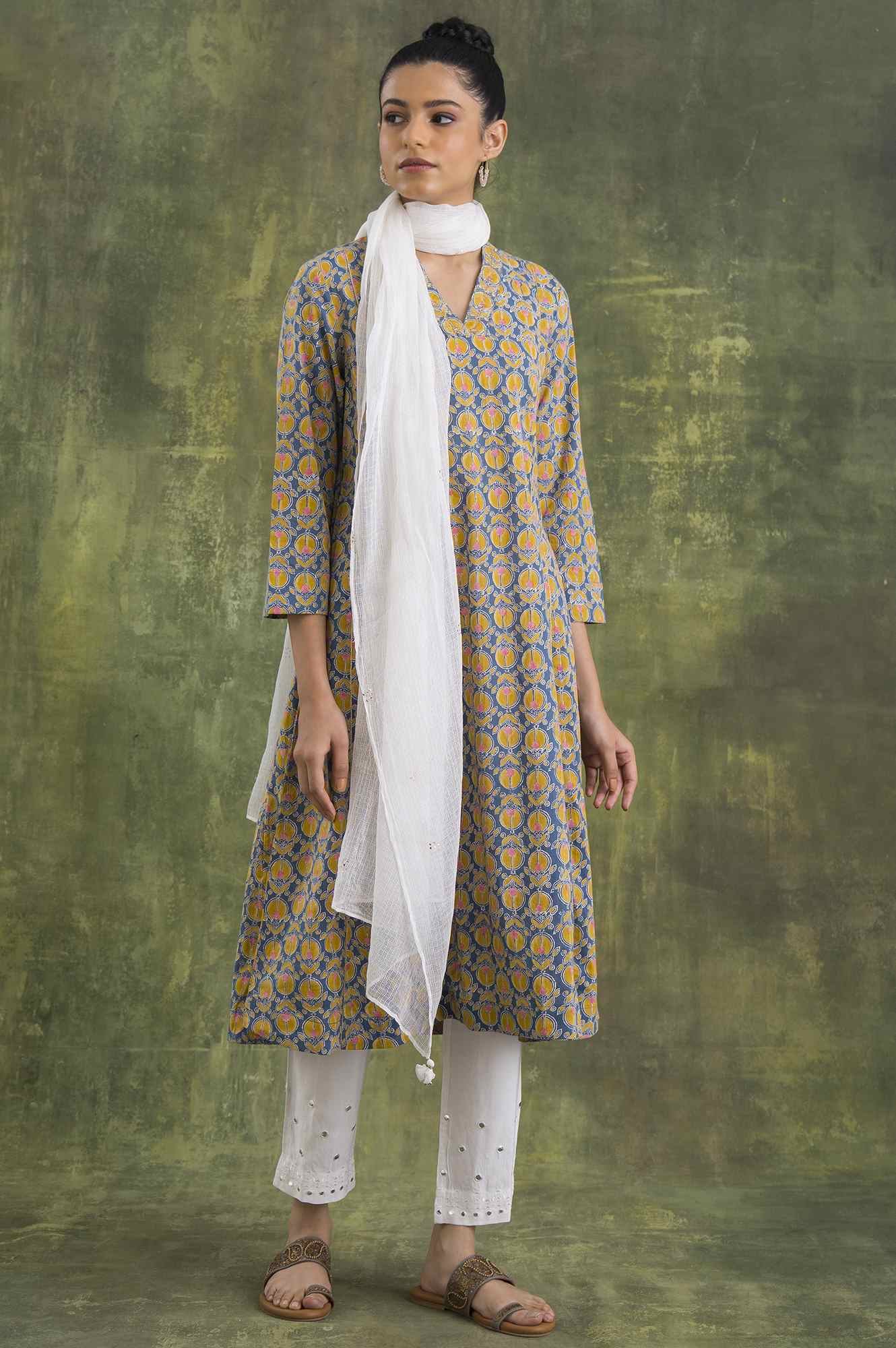White Embroidered Cotton Dupatta