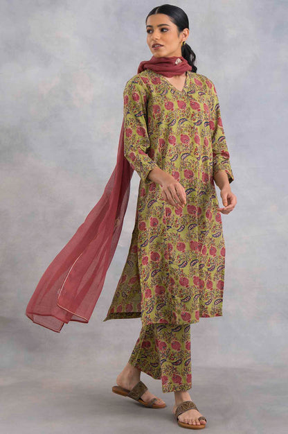Red Solid Dori Embroidery Straight Cotton Dupatta