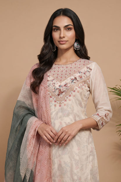 Multicolor Geometric Printed Organza Dupatta