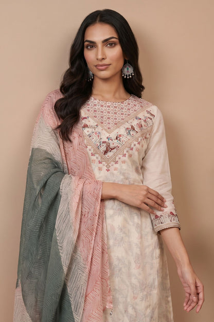 Multicolor Geometric Printed Organza Dupatta