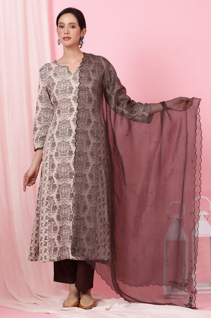 Lemon Yellow Silk Organza Embroidered Dupatta