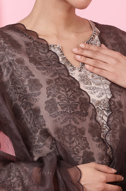 Lemon Yellow Silk Organza Embroidered Dupatta