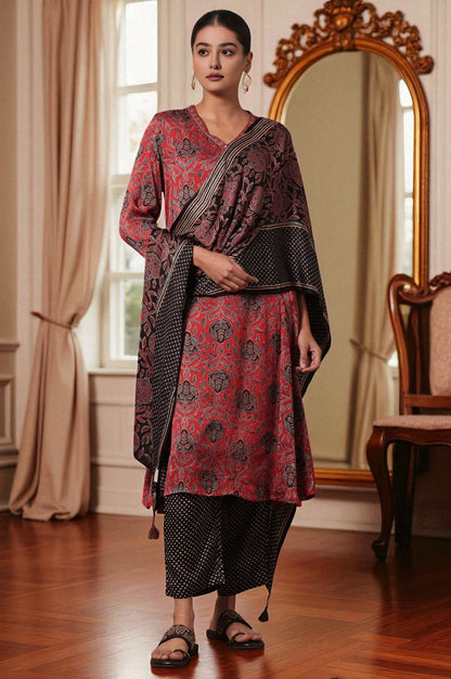 Black Printed Viscose Dupatta