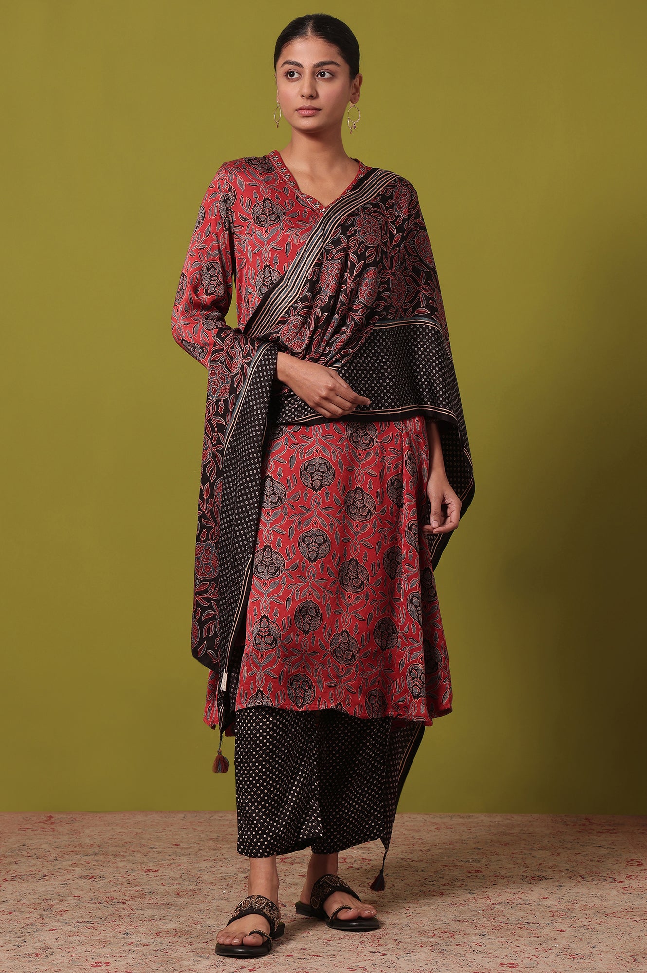 Black Printed Viscose Dupatta