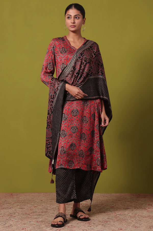 Black Printed Viscose Dupatta