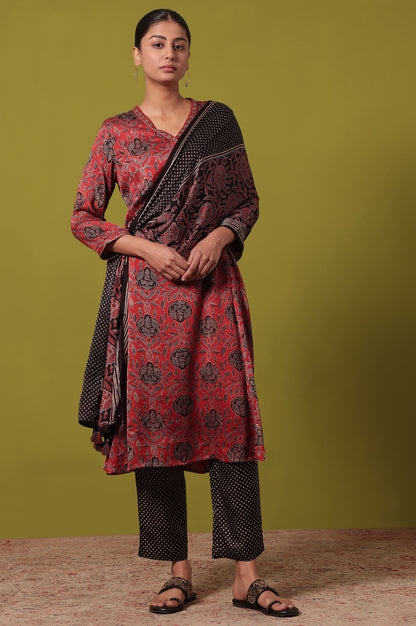 Black Printed Viscose Dupatta