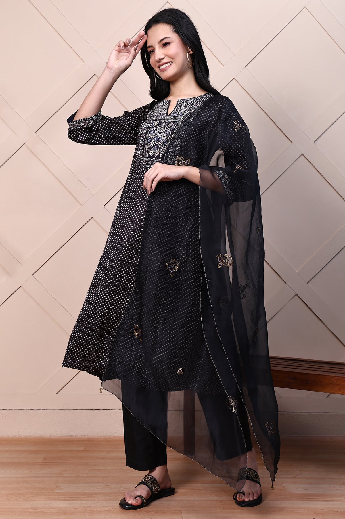 Solid Zari Silk Organza Dupatta