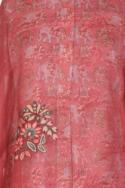 Maroon Floral Embroidered Organza Dupatta