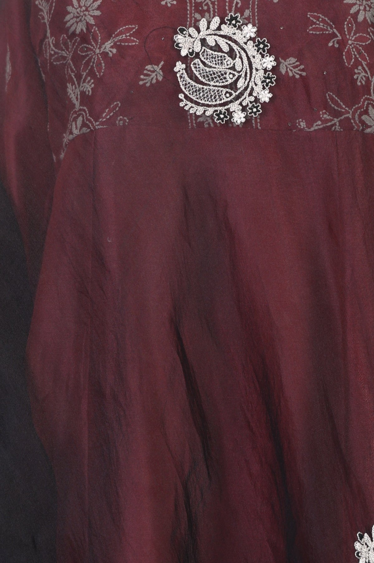 Black Thread Embroidered Organza Dupatta