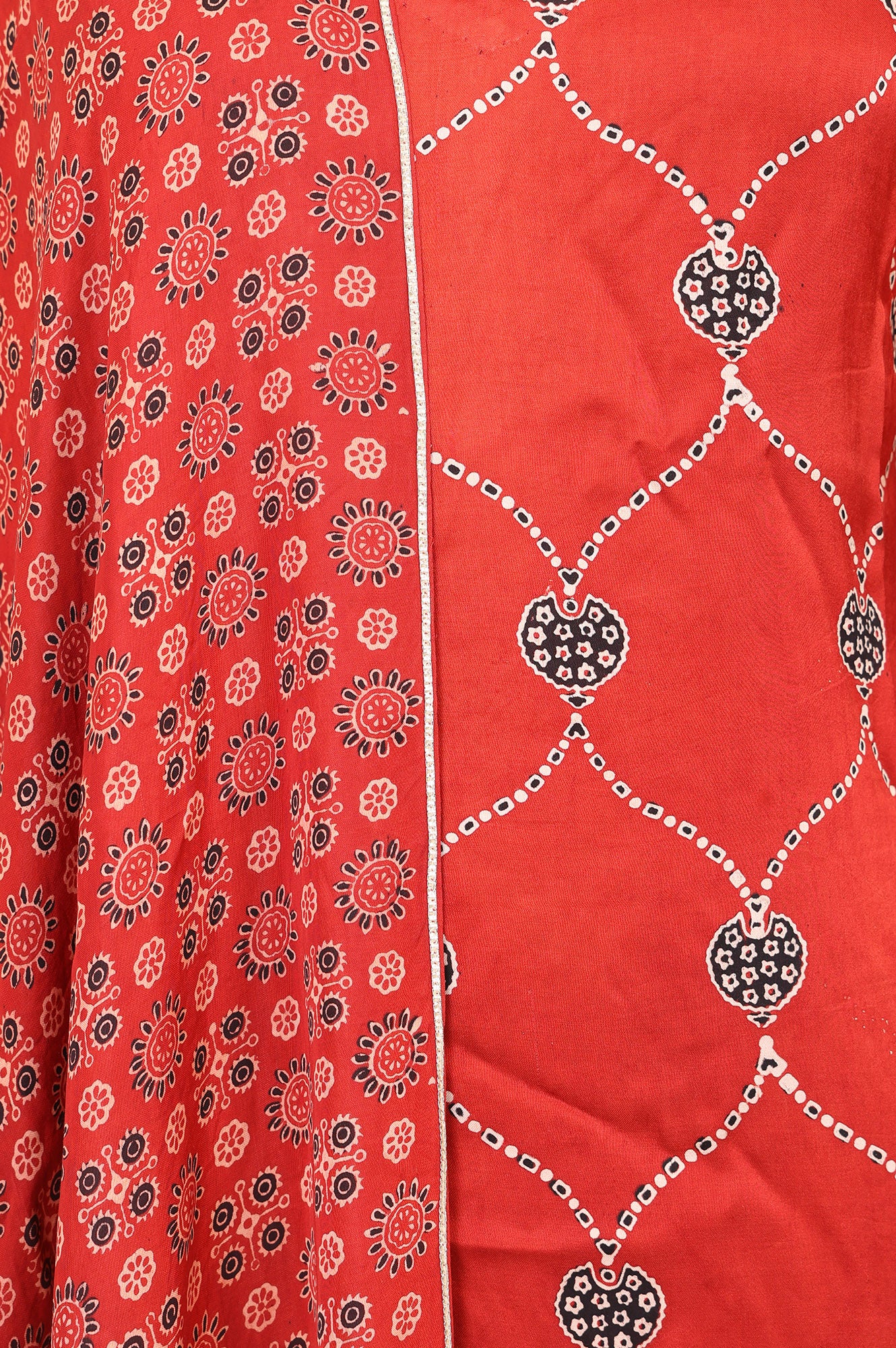 Red Ethnic Motifs Printed Modal Satin Dupatta