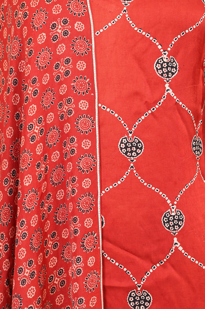 Red Ethnic Motifs Printed Modal Satin Dupatta
