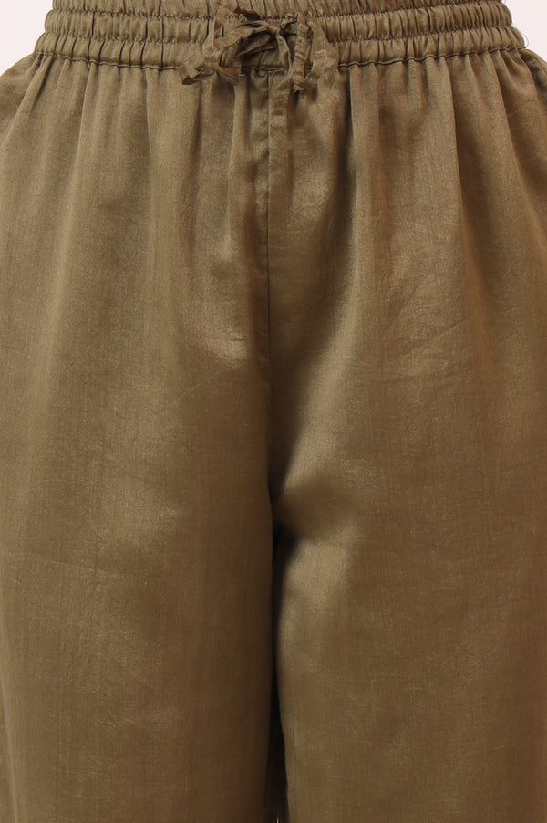 Ecru Cotton Silk Appliqué Embroidered Kurta, Pants and Dupatta Set