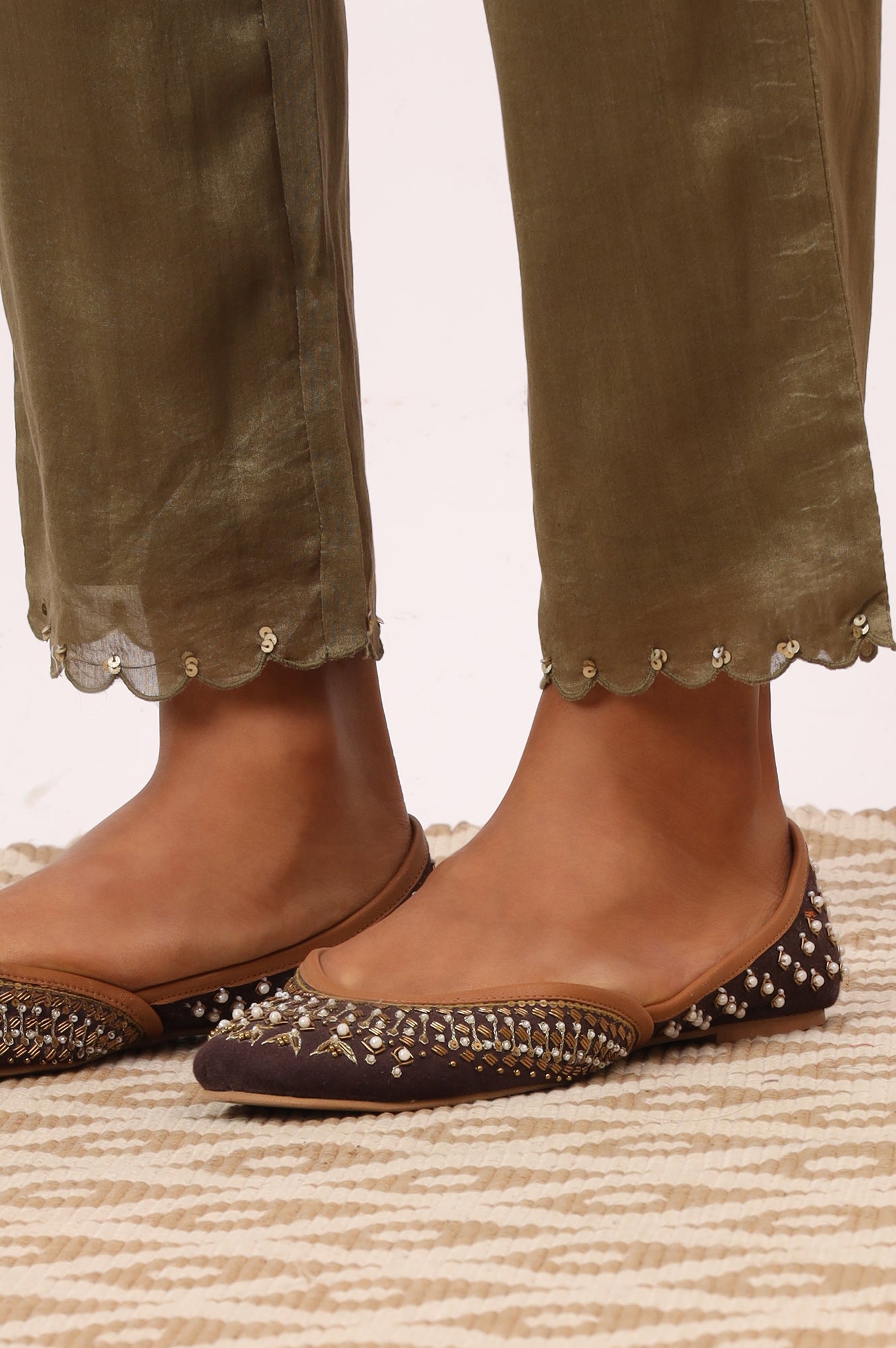 Ecru Cotton Silk Appliqué Embroidered Kurta, Pants and Dupatta Set