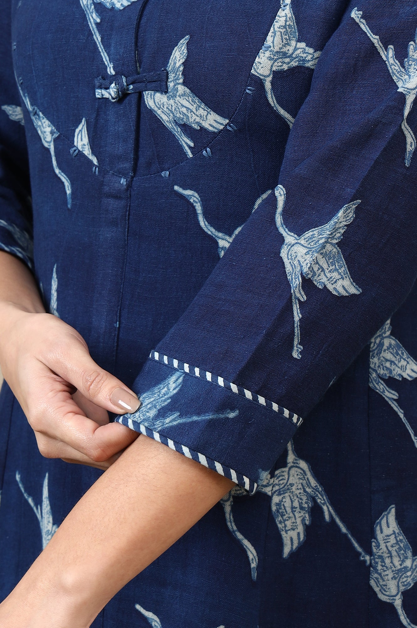 Indigo Handblock Printed Kurta and Straight Pants Set