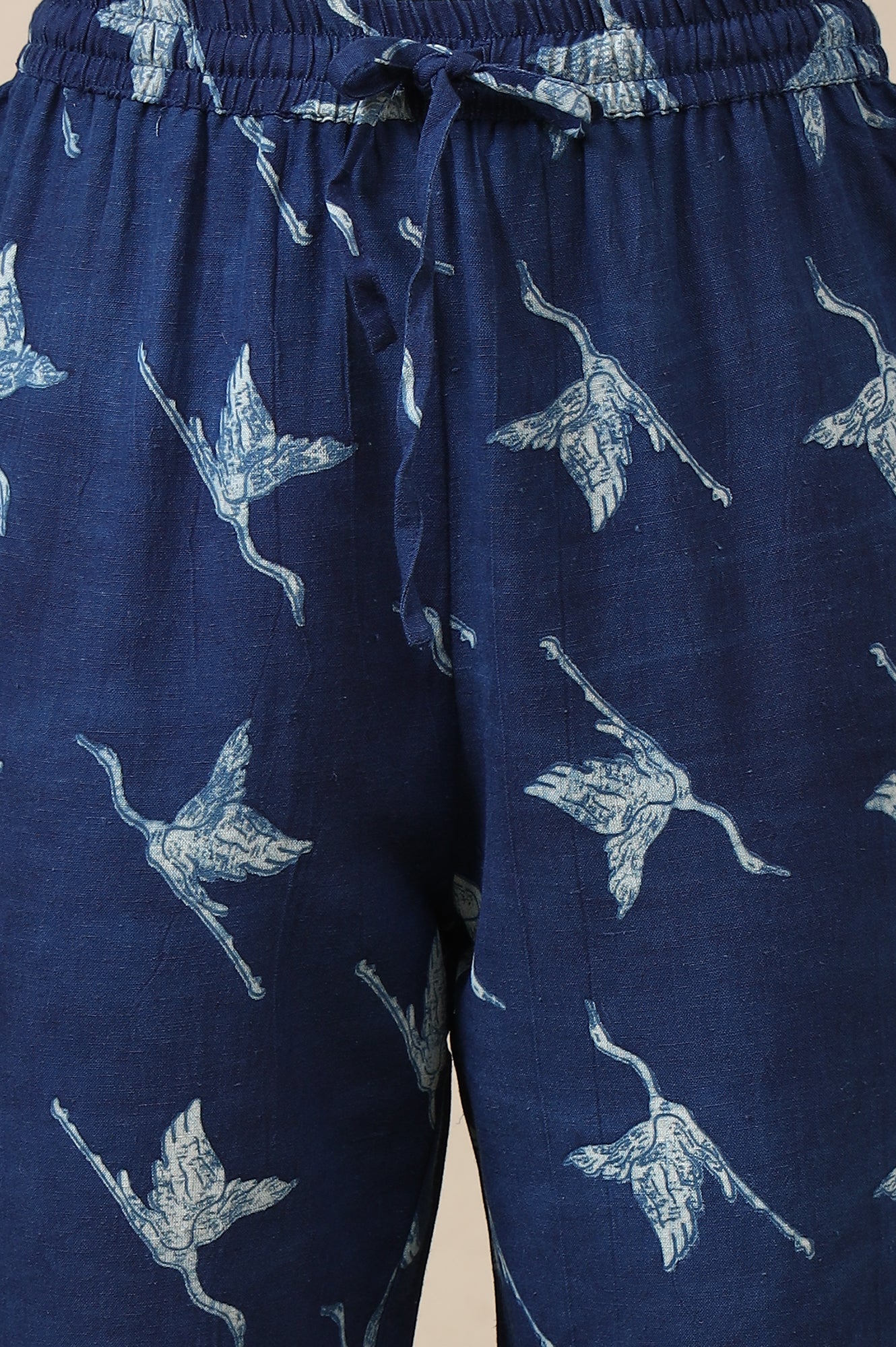 Indigo Handblock Printed Kurta and Straight Pants Set
