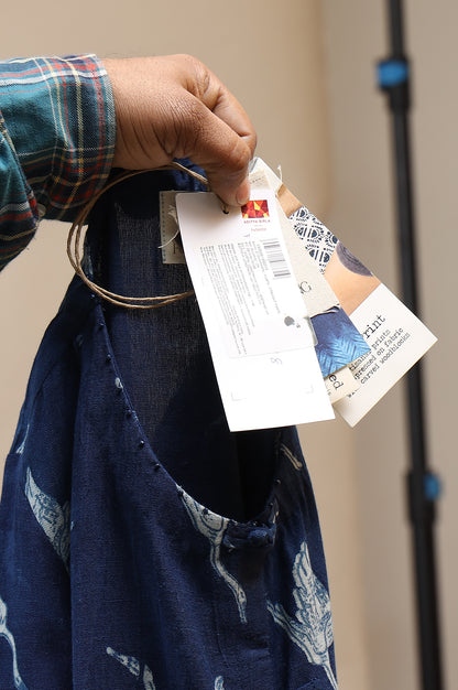 Indigo Handblock Printed Kurta and Straight Pants Set