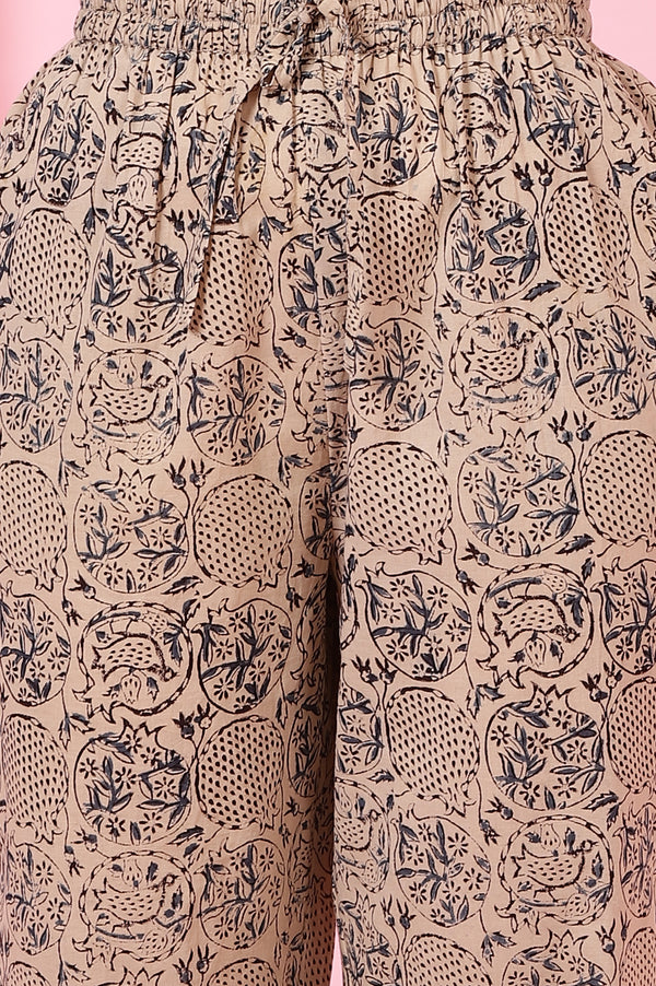 Beige Kalamkari Handblock Printed Co-ord Set