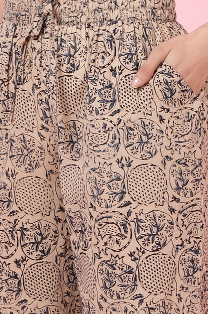 Beige Kalamkari Handblock Printed Co-ord Set