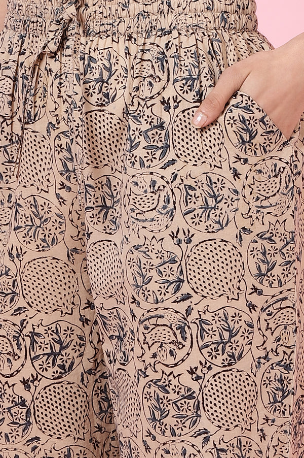 Beige Kalamkari Handblock Printed Co-ord Set