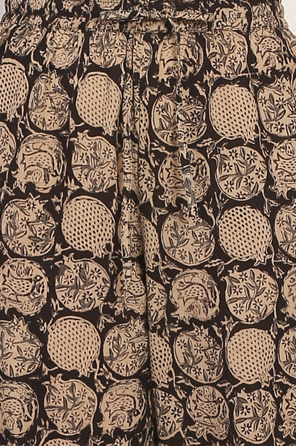 Black Kalamkari Printed Pure Cotton A-Line Kurta and Pants Co-ord Set