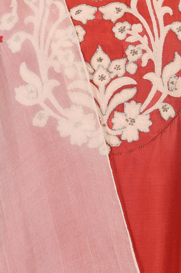 Rust Thread Embroidered Cotton Blend Straight Kurta with Straight Pants and Dupatta Set