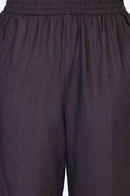 Beige Ethnic Motifs Printed Embellished Anarkali Satin Kurta with Straight Pant and Dupatta Set