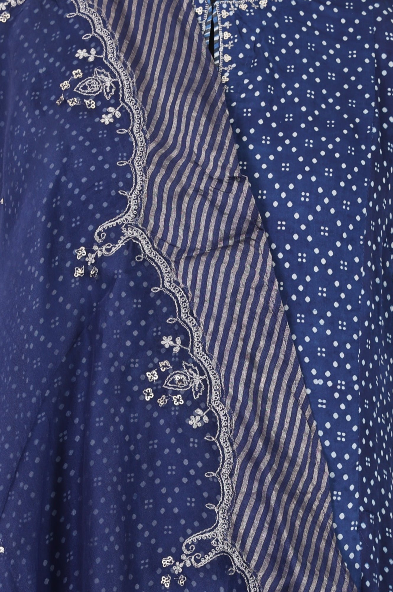Navy Blue Block Printed Modal Satin Straight Kurta with Salwar and Dupatta Set
