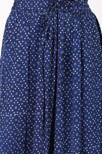 Navy Blue Block Printed Modal Satin Straight Kurta with Salwar and Dupatta Set