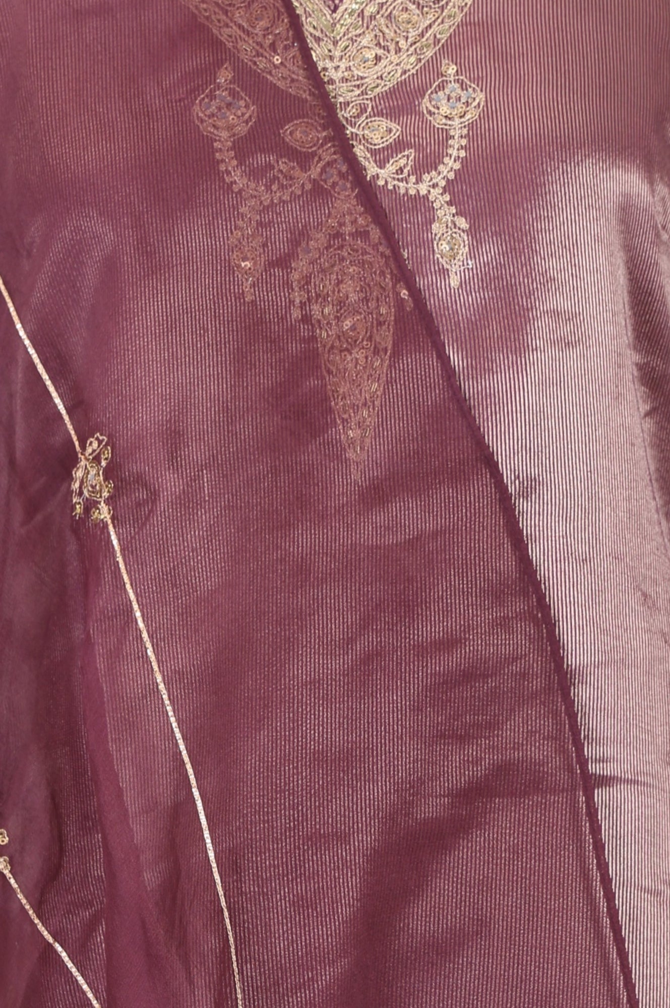 Purple Yarn Dyed Cotton Silk Zari Stripe Short Kurta sharara set for women