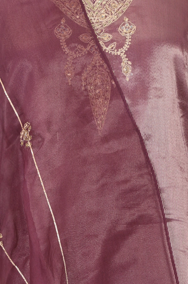 Purple Yarn Dyed Cotton Silk Zari Stripe Short Kurta sharara set for women