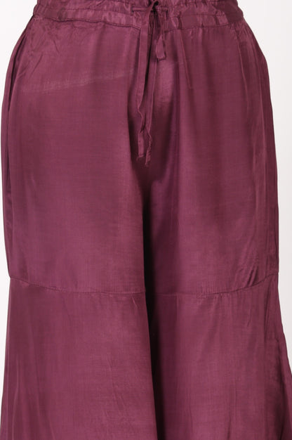 Purple Yarn Dyed Cotton Silk Zari Stripe Short Kurta with Sharara and Dupatta Set