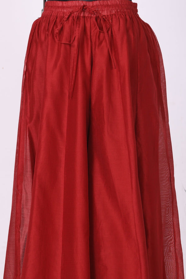 Red Bandhni Mirror Work Silk Blend Straight Kurta with Pant and Dupatta Set