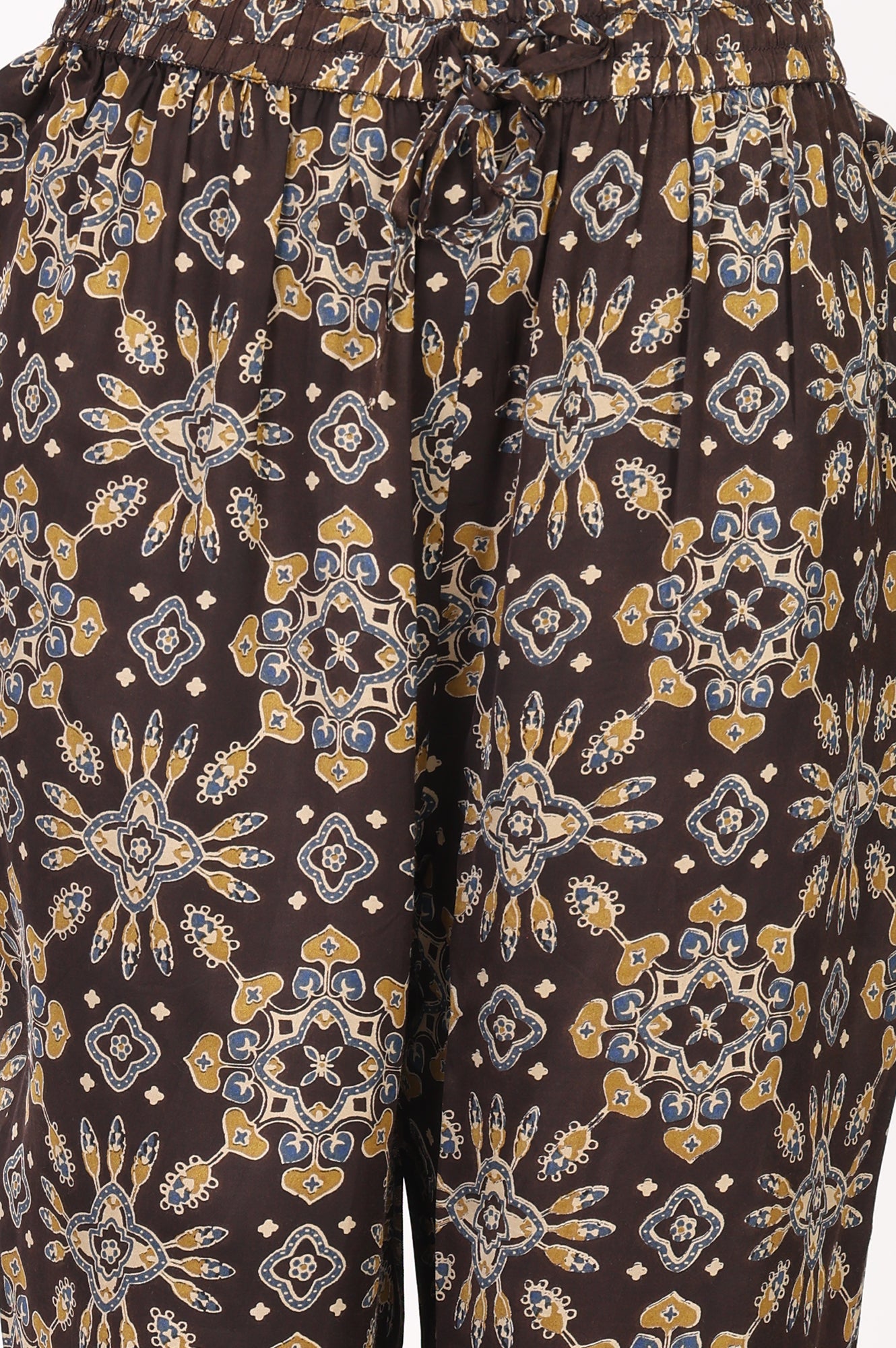 Brown Thread Embroidered Tussar Silk A-Line Kurta With Pants and Dupatta Set
