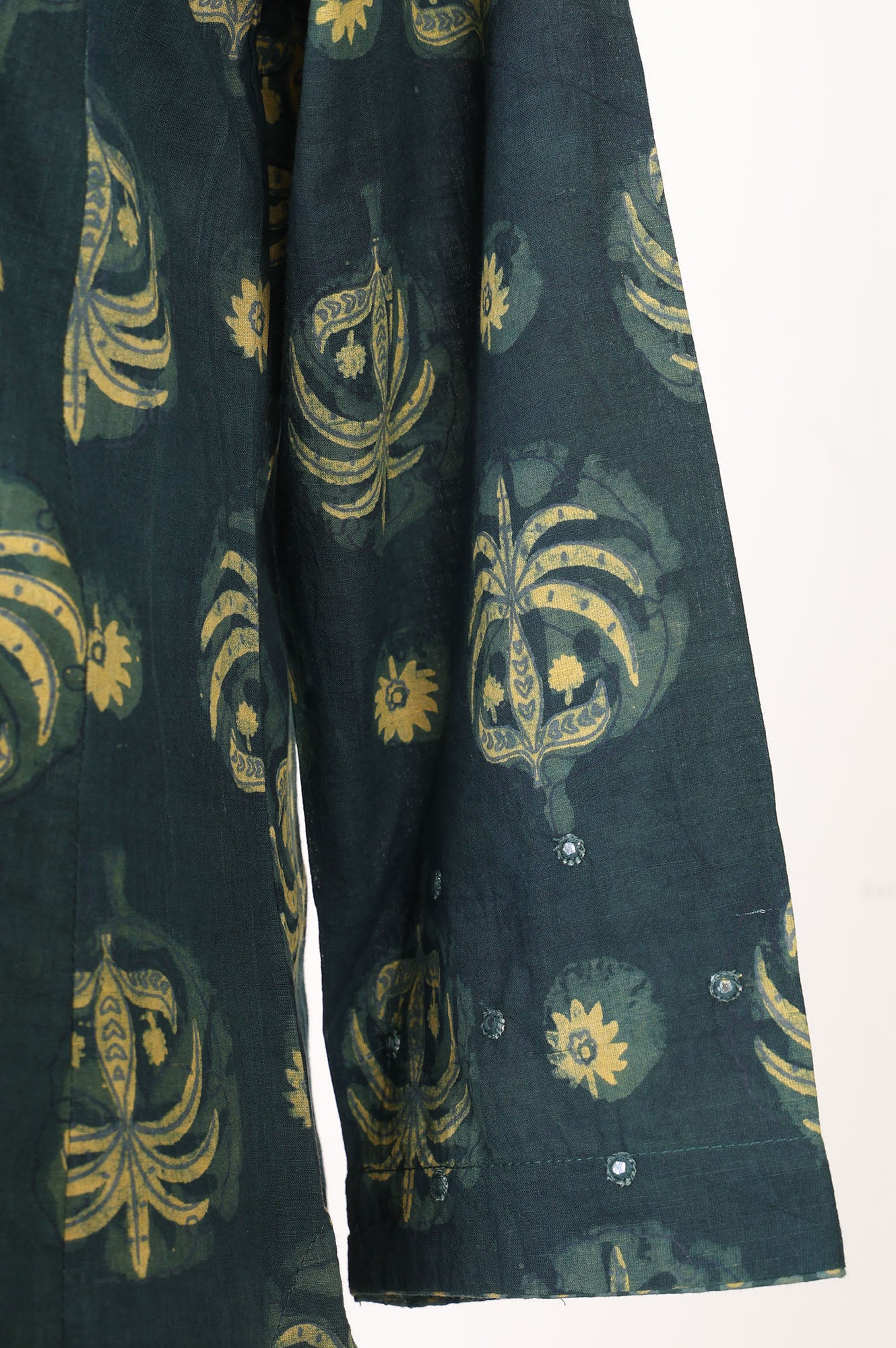 Green Block Printed Pure Cotton Straight Kurta With Straight Pants And Dupatta Set