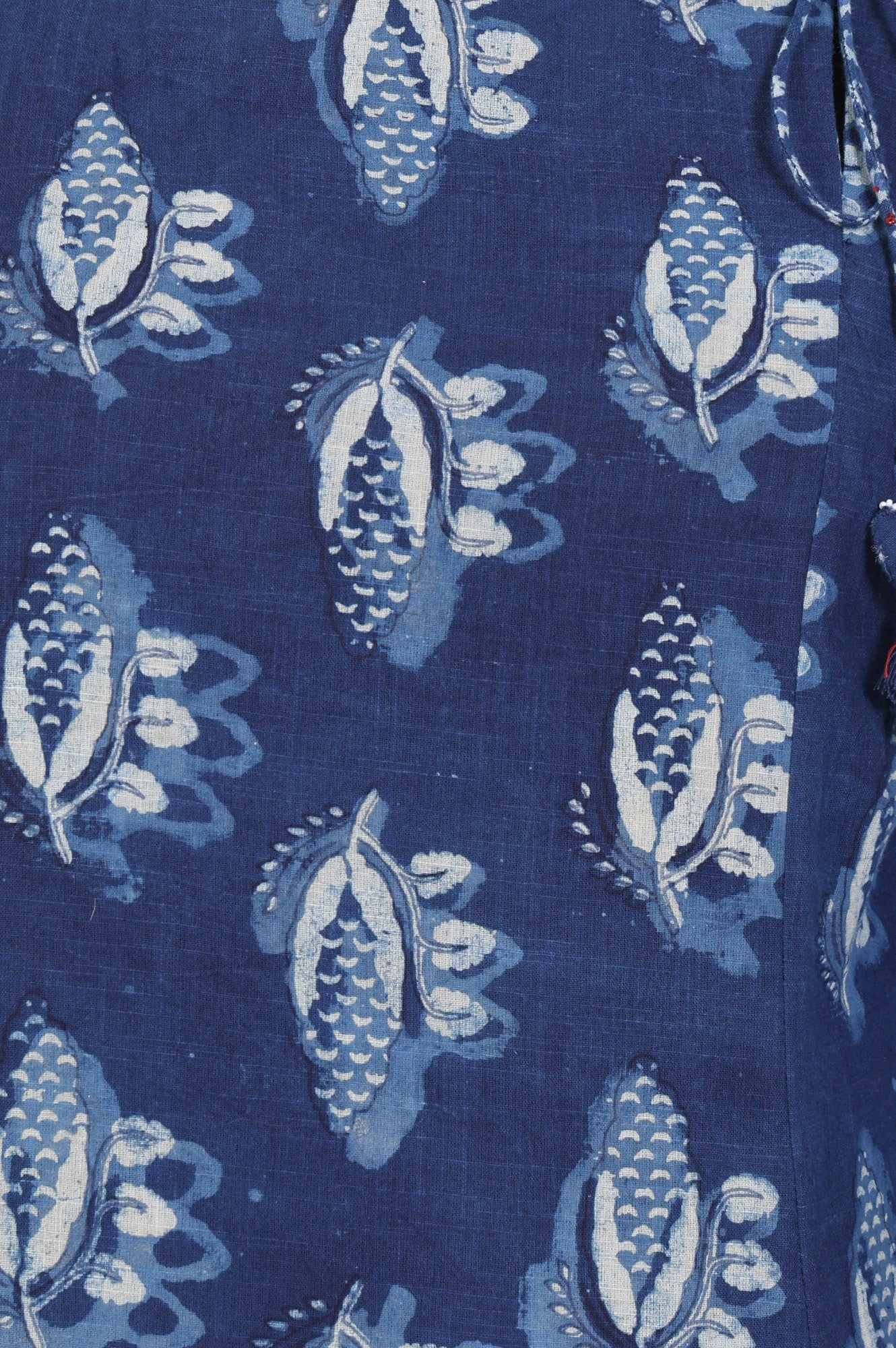 Blue Block Printed Floral Pure Cotton Straight Kurta with Pants and Dupatta Set