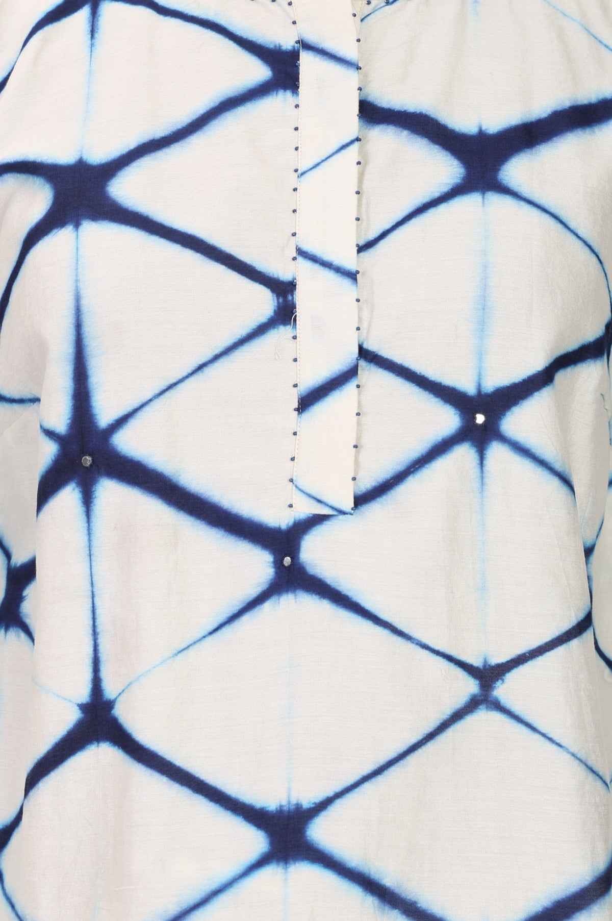 Off White Shibori Printed Cotton Silk Straight Top and Parallel Pants Co-ord Set