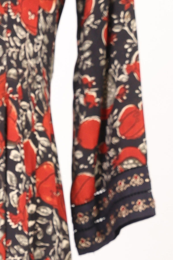 Black Block Printed Satin Flared Kurta with Pant and Dupatta Set