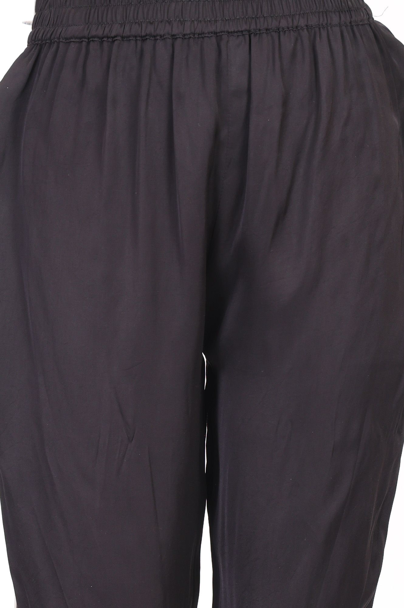 Black Block Printed Satin Flared Kurta with Pant and Dupatta Set
