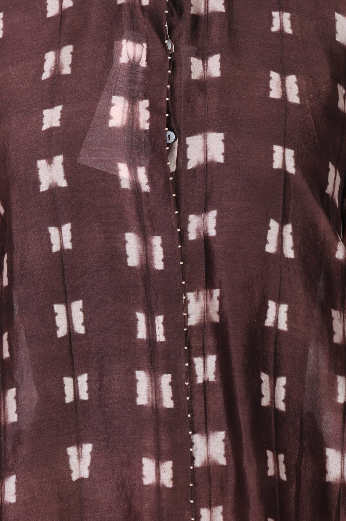 Brown Shibori Printed Cotton Blend Straight Top with Parallel Pants Co-ord Set